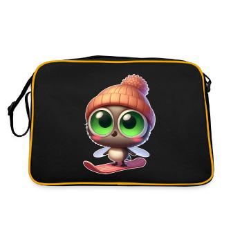 mignon moustique snowboard bande dessinée plaisir d’hiver - Sac Retro - noir/or - Dos