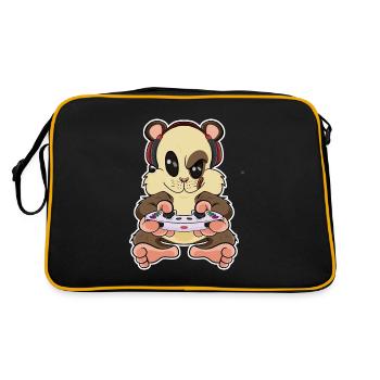 Hamster With Gaming Controller I Funny Gaming I - Retro Bag - black/gold - Back