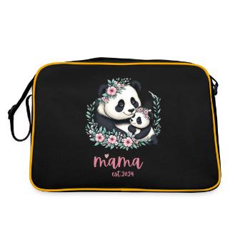 Mama est 2024 I Panda Bear Mum I First Time Mom - Retro Bag - black/gold - Back