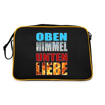 Oben Himmel unten Liebe - Retro Tasche - Schwarz/Gold - Hinten