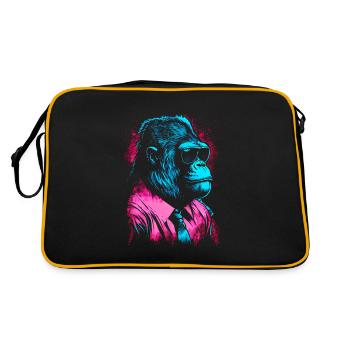 80er Jahre Neon Business Gorilla Artwork - Retro Tasche - Schwarz/Gold - Hinten
