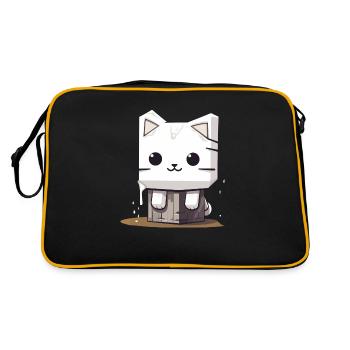 verträumte Marshmello Kitty "Sticky" - Retro Tasche - Schwarz/Gold - Hinten