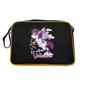 Be my Valentine niedliches Amor Einhorn Geschenk - Retro Tasche - Schwarz/Gold - Hinten