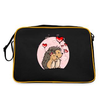 Hérisson couple amour avec des coeurs et des ballons - Sac Retro - noir/or - Dos
