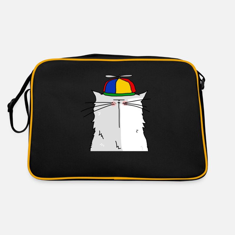 Katze mit Propellermütze Retro Tasche