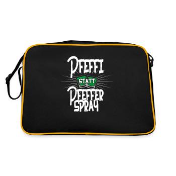 Pfeffi statt Pfefferspray Demoshirt - Retro Tasche - Schwarz/Gold - Hinten