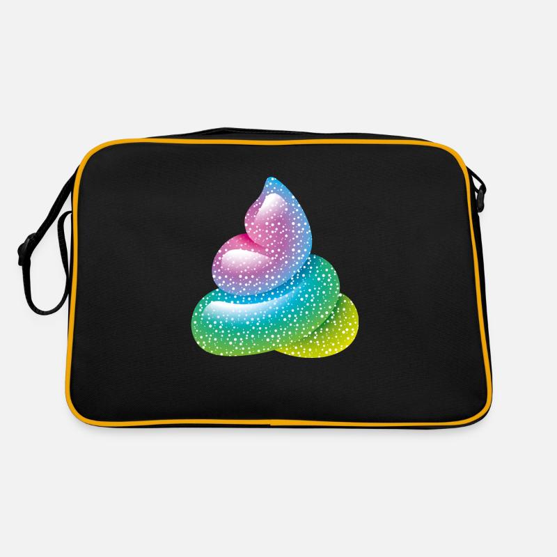 Smiley Glitter Poo - Retro Tasche - Schwarz/Gold