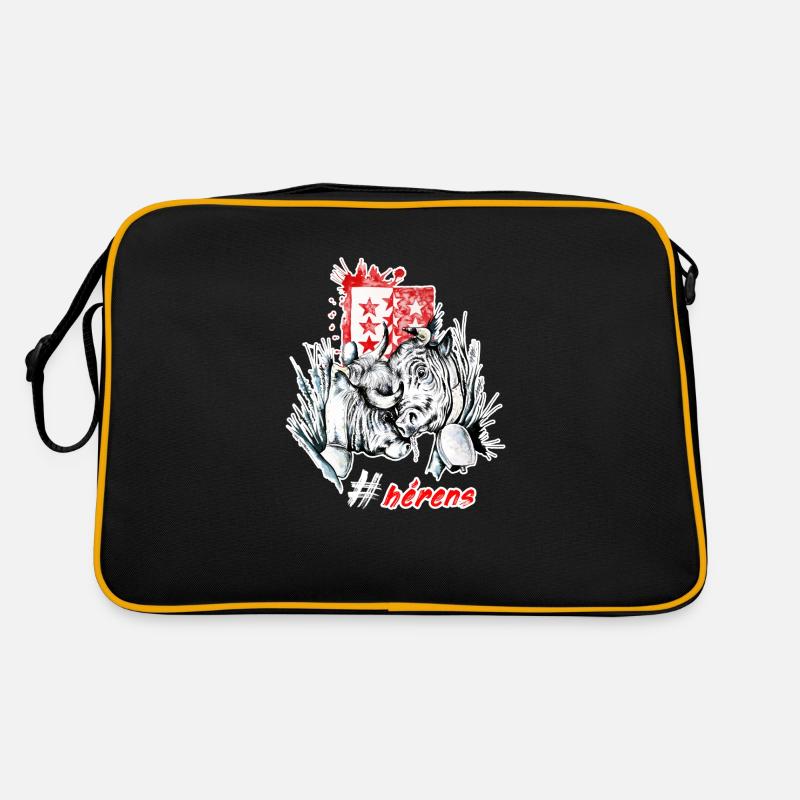 #hérens , vache d'hérens eringer - Sac Retro - noir/or