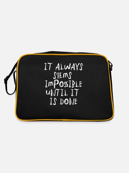 quote quote motivation inspiration impossible - Retro Bag - black/gold - Back