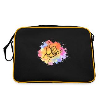 Shaka Greeting Hand Signal - Retro Bag - black/gold - Back