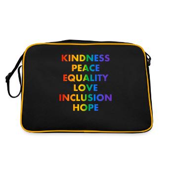 GENTILLESSE PAIX ÉGALITÉ AMOUR INCLUSION ESPOIR - Sac Retro - noir/or - Dos