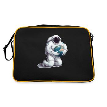 Astronaut mit Erdkugel Geschenk für Astronauten - Retro Tasche - Schwarz/Gold - Hinten