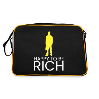 glücklich, reich zu sein - Retro Tasche - Schwarz/Gold - Hinten