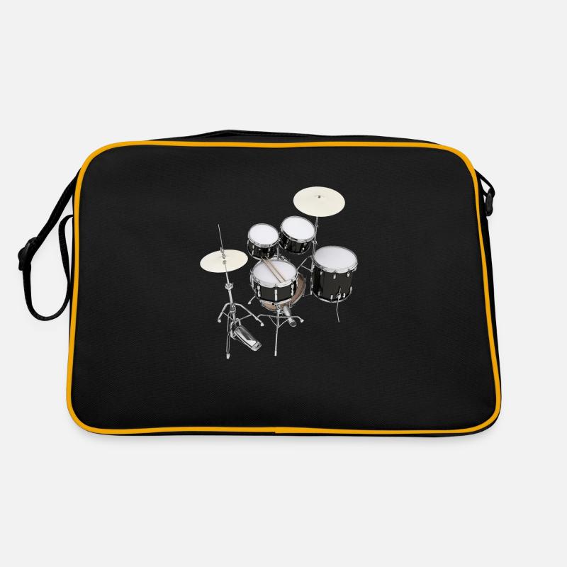 Schlagzeug, Drumset, Drumkit, Drums - Retro Tasche - Schwarz/Gold