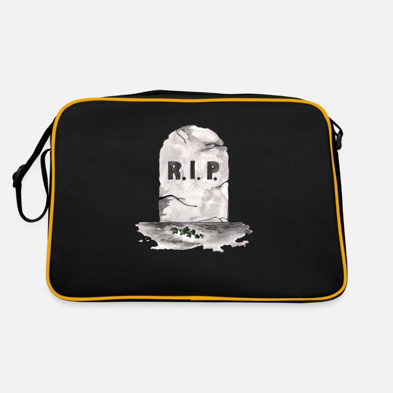 Rest in Peace Grabstein RIP - Retro Tasche - Schwarz/Gold