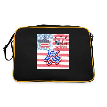 USA, stars and belts - Retro Bag - black/gold - Back