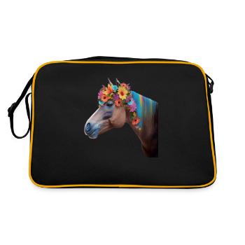 Just a girl who likes horses and flowers. - Retro Bag - black/gold - Back