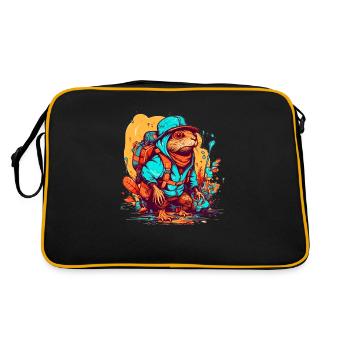 The mole rat is ready for an adventure - Retro Bag - black/gold - Back
