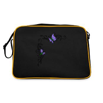 Papillons avec vrilles florales - Sac Retro - noir/or - Dos