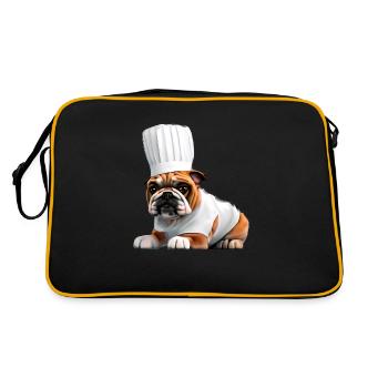Bulldog Restaurateur Chien Cuisiniers Chiens Propriétaires de chiens - Sac Retro - noir/or - Dos