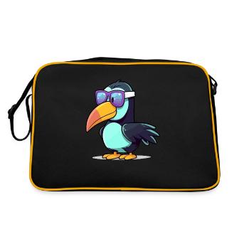 Den Tukan auf die Mühle bringen - Retro Tasche - Schwarz/Gold - Hinten
