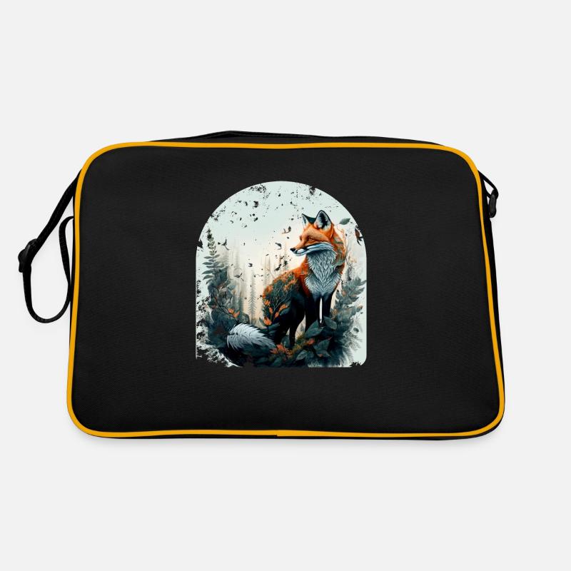 Fuchs Natur Wald Umweltschutz Klimaschutz - Retro Tasche - Schwarz/Gold
