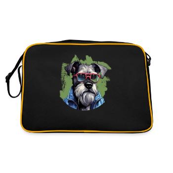 Streetwear Whiskers: style schnauzer miniature - Sac Retro - noir/or - Dos