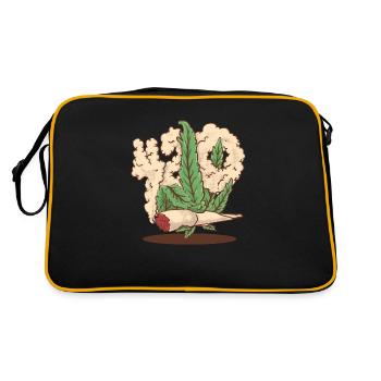 420 hemp hand holding a cannabis joint cartoon - Retro Bag - black/gold - Back