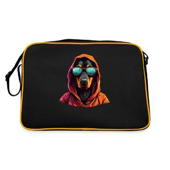 La force dans la ligne | Aperçu du doberman - Sac Retro - noir/or - Dos