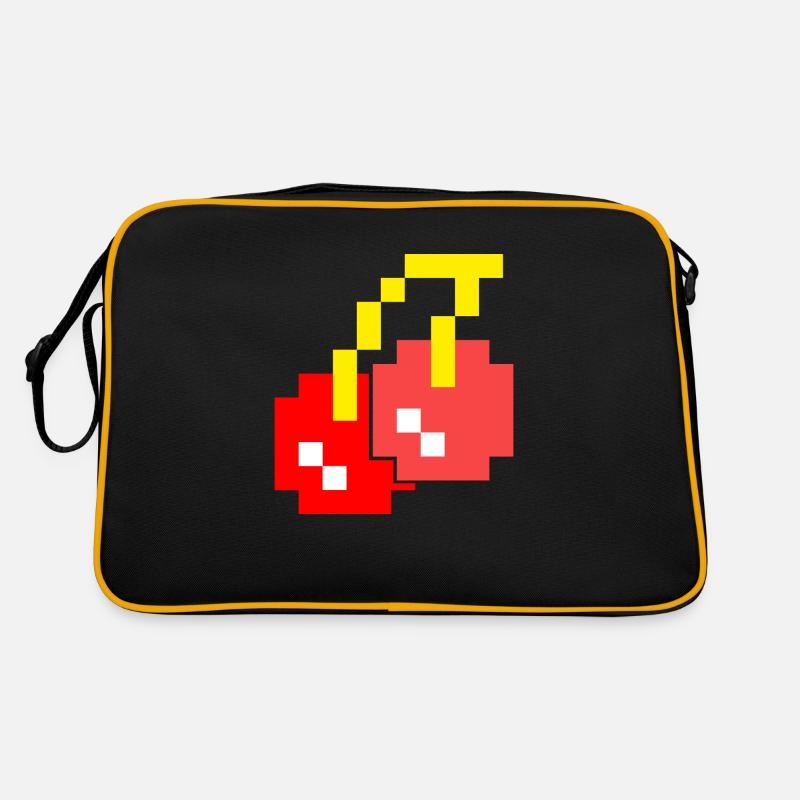 8 Bit Pixel Kirschen 80er Jahre Videospiel Halloween - Retro Tasche - Schwarz/Gold