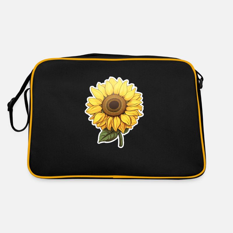 Sonnenblume - Retro Tasche - Schwarz/Gold