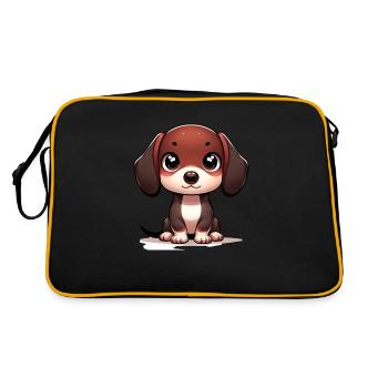 Illustration numérique d’un chien teckel mignon - Sac Retro - noir/or - Dos