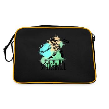 Spikeball, Sport, Graffiti, Malerei, illustration - Retro Tasche - Schwarz/Gold - Hinten