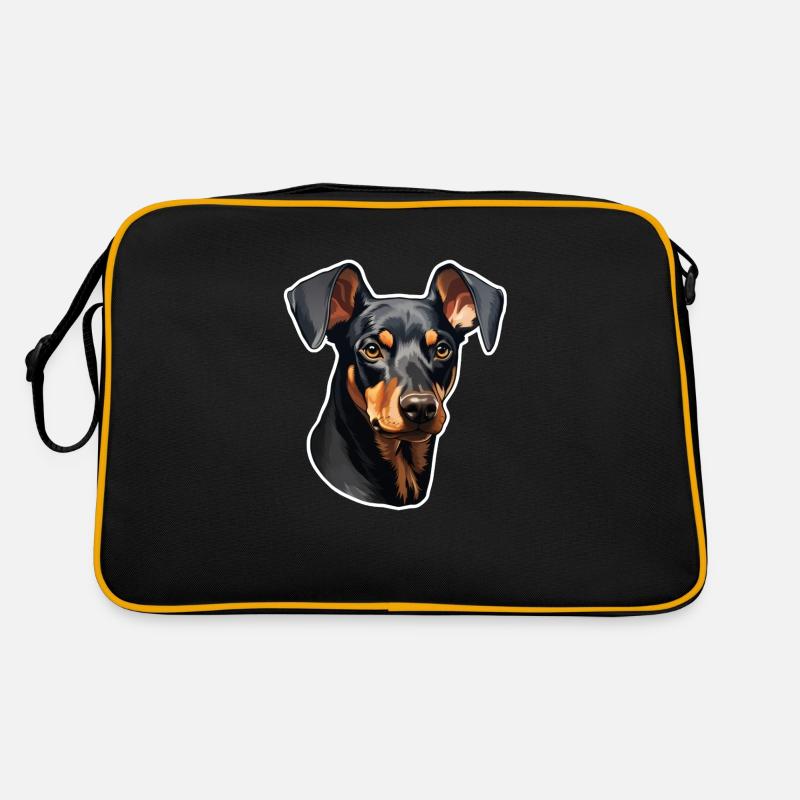 Dobermann Pinscher Kopf mit Schlappohren Retro Tasche