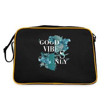 Vibes Only Sticker Zitat Vektor Vintage Kunststile - Retro Tasche - Schwarz/Gold - Hinten