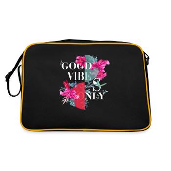 Vibes Only Sticker Zitat Vektor Vintage Kunststile - Retro Tasche - Schwarz/Gold - Hinten
