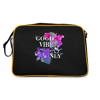Vibes Only Sticker Zitat Vektor Vintage Kunststile - Retro Tasche - Schwarz/Gold - Hinten