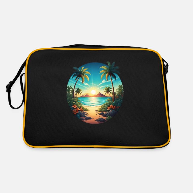 Am Strand - Retro Tasche - Schwarz/Gold