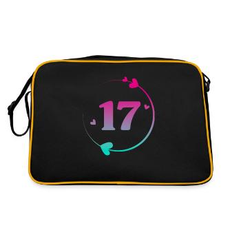 17th Birthday Colorful Heart Circle - Retro Bag - black/gold - Back