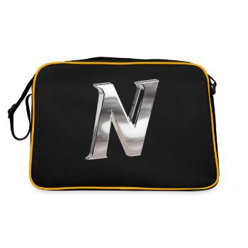 Chrome ,, N " Metallic - Retro Bag - black/gold - Back