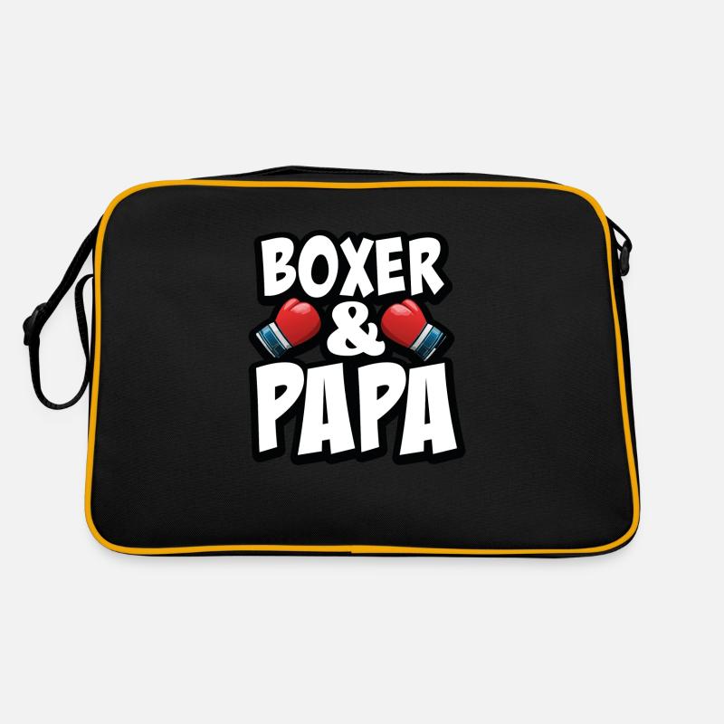 Papa Boxer Geschenk - Retro Tasche - Schwarz/Gold