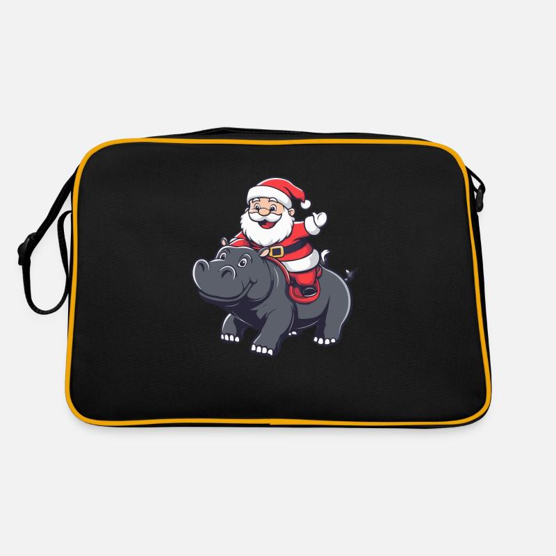 Nilpferd Weihnachtsmann Cartoon Retro Tasche