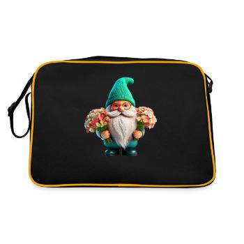 Garden Gnome with Bouquet x2 - Retro Bag - black/gold - Back