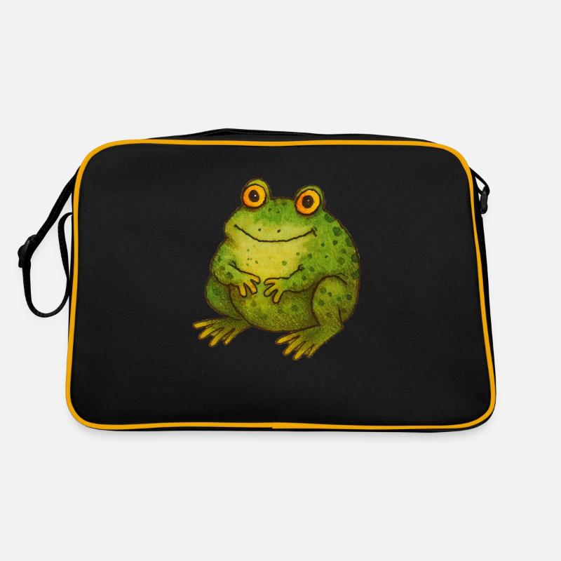 Mignon Vintage Crapaud Vert Rétro Nature Art - Sac Retro - noir/or