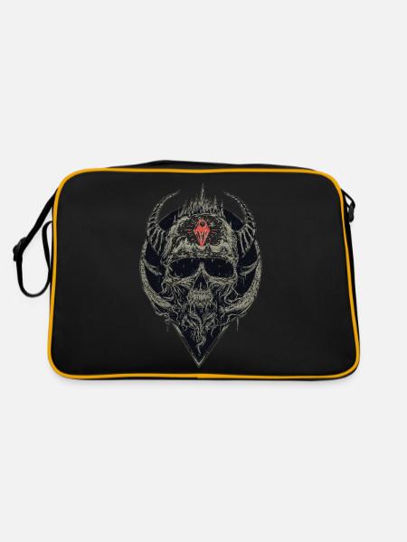 Skull with red symbol - Retro Bag - black/gold - Back