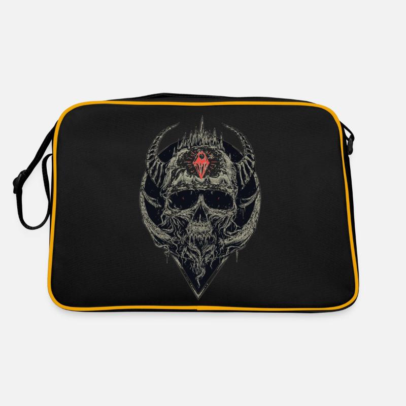 Totenkopf mit rotem Symbol - Retro Tasche - Schwarz/Gold
