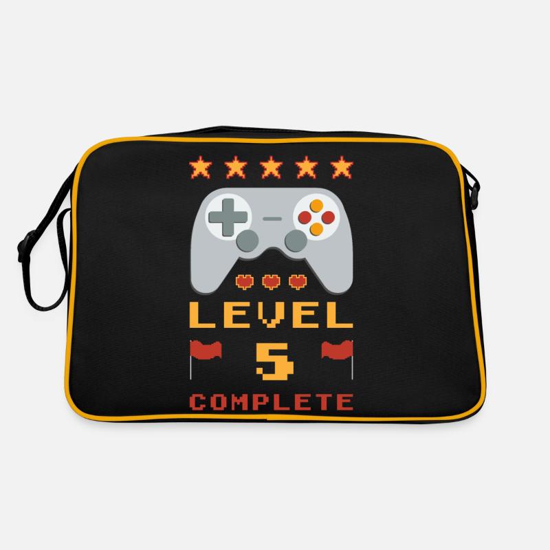 5. Geburtstag Level 5 Complete - Retro Tasche - Schwarz/Gold