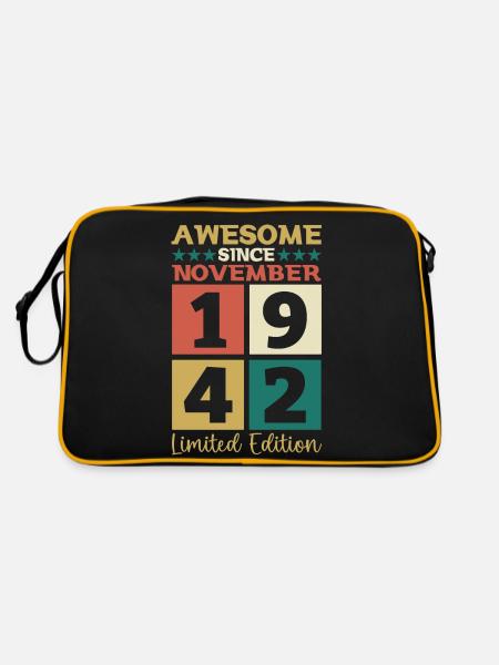 November born 1942 80th birthday present - Retro Bag - black/gold - Back