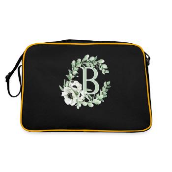 Buchstabe B mit Blumen - Retro Tasche - Schwarz/Gold - Hinten
