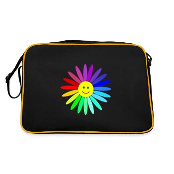 lachende regenbogenblume - Retro Tasche - Schwarz/Gold - Hinten
